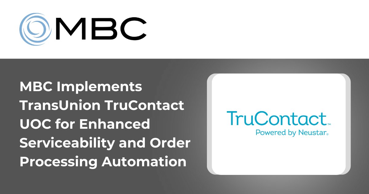 MBC is committed to a seamless ordering experience for our customers. That is why we are excited to announce the integration of the <a href="/TransUnion/">TransUnion</a> TruContact Universal Order Connect (UOC) platform, enabling an automated approach for streamlined orders. mbc-va.com/news/mbc-imple…
