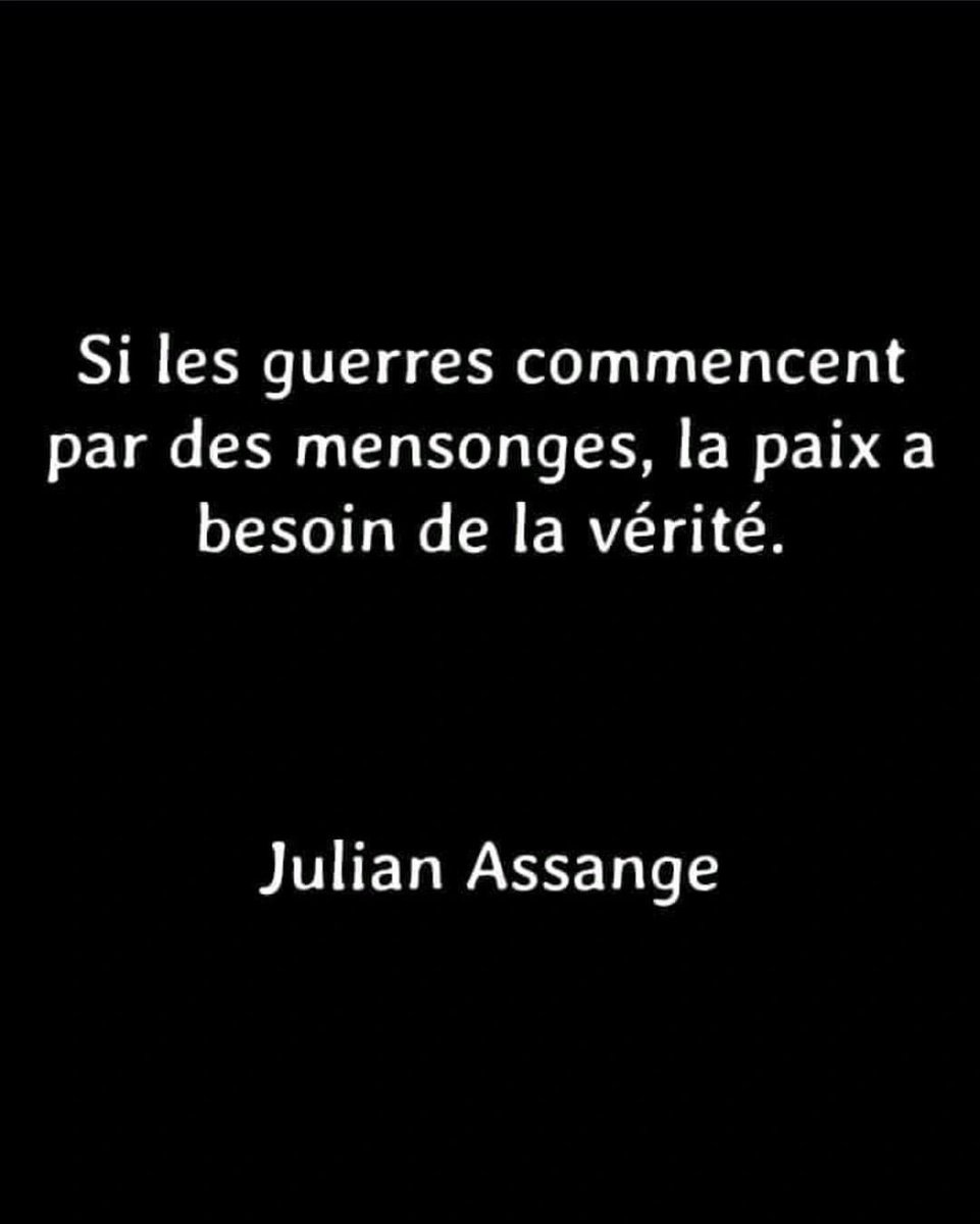 'Si les guerres commencent par des mensonges, la paix a besoin de la vérité.' - Julian Assange #LiberteDExpression #LiberezAssange #FreeSpeech #SaveHumanRights #LiberteDeLaPresse #VERITEETJUSTICE #Assange #FreeAssangeNOW #DropTheCharges #JournalismUnderAttack