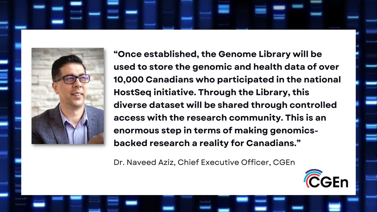 CGEn is a proud partner of the Pan-Canadian Genome Library funded by <a href="/CIHR_IRSC/">CIHR</a> <a href="/IRSC_CIHR/">IRSC</a> and is committed to providing the first dataset through CGEn's national HostSeq initiative. canada.ca/en/institutes-…