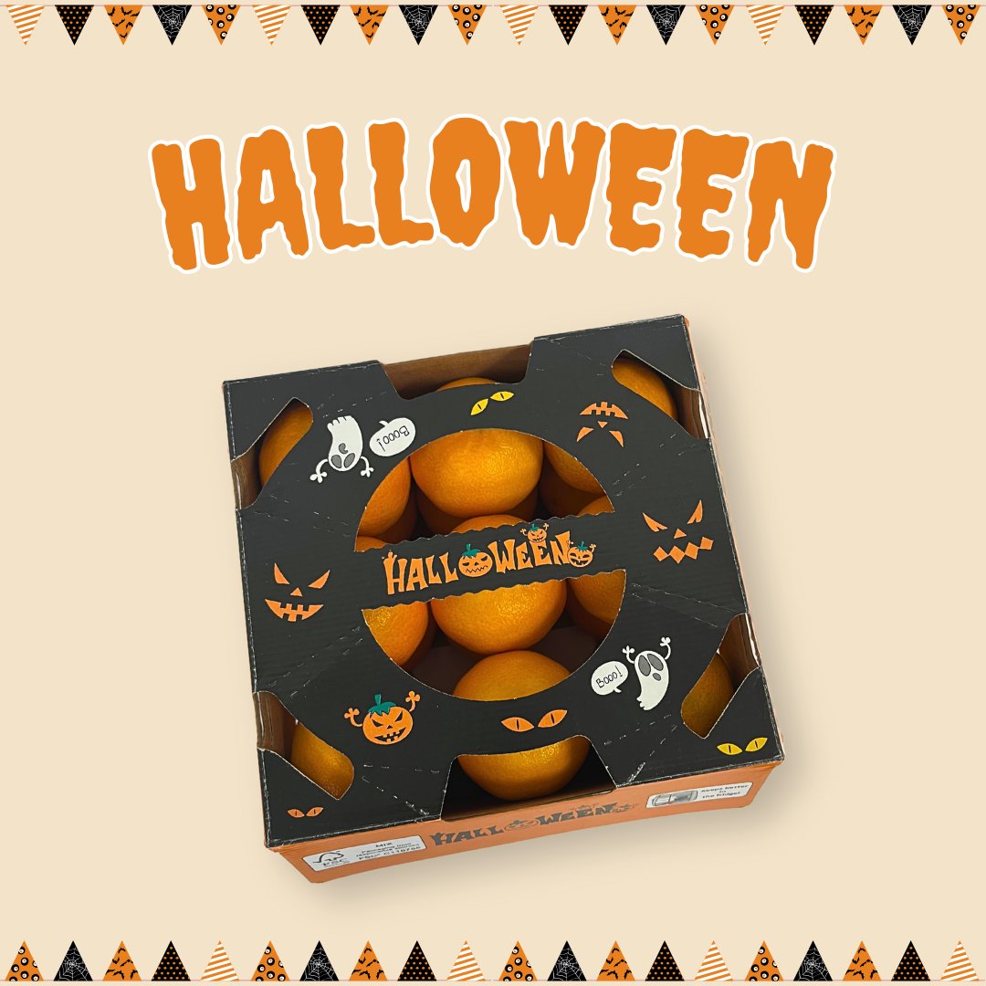 frutinter's tweet photo. En Halloween disfruta de nuestras CLEMENULES 🍊
Esta variedad contiene un nivel alto de azúcar y posee gran contenido de zumo 😋
¡Ya a la venta! 🛒
#frutinter #halloween #variedad #clementinas #clemenules #citricos #vilareal #onda #alcoleadelrio #mercamadrid #mercabarna https://t.co/T4iB2ABpSj
