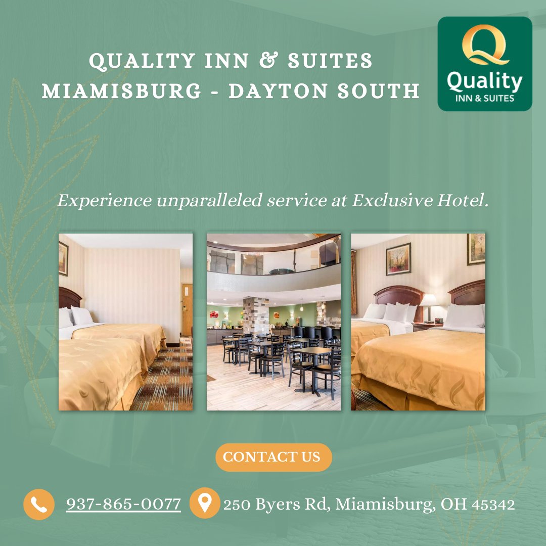 MiamisburgSouth's tweet image. Book your stay with us today and experience true hospitality. Your comfort is our priority! 😊

#QualityInnMiamisburg #DaytonSouth #GetawayDestination #HomeAwayFromHome