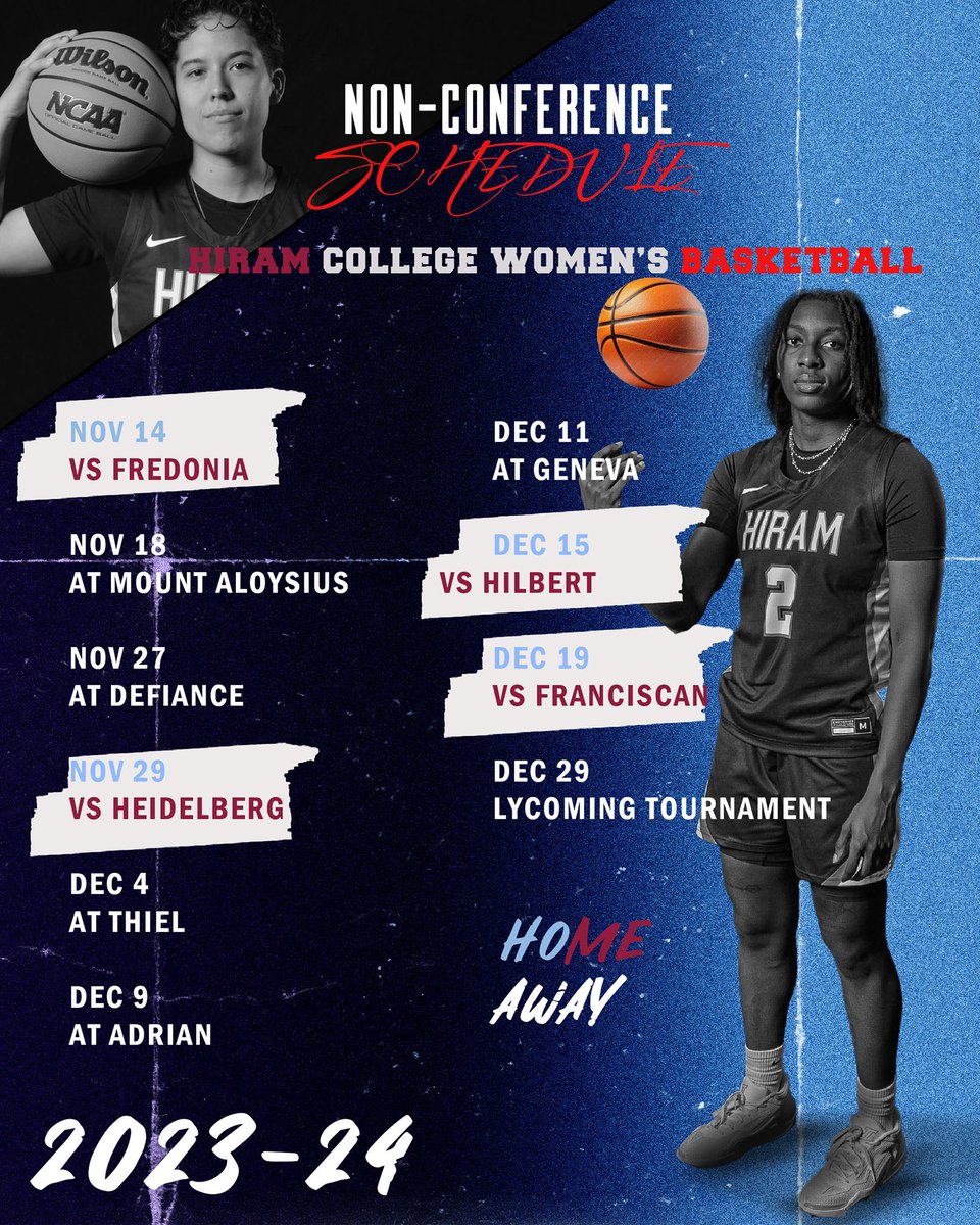 Hiram_Athletics's tweet photo. It’s that time‼️
Your 2023-2024 Hiram women’s basketball schedule! @hiramwbb https://t.co/u9WrsUooyo