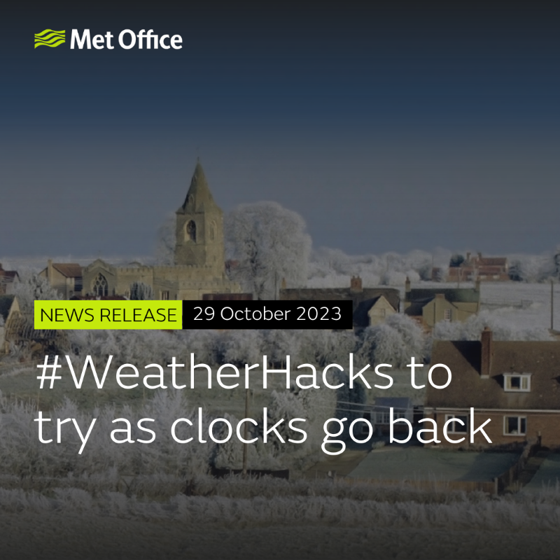 metoffice's tweet photo. Are you thinking about winter now the clocks have gone back? 

We’re thinking about ways to stay safe and warm and will be sharing handy DIY #WeatherHacks from our partners. 

More in our press release and let us know what your winter #WeatherHacks are below 👇

#WeatherReady