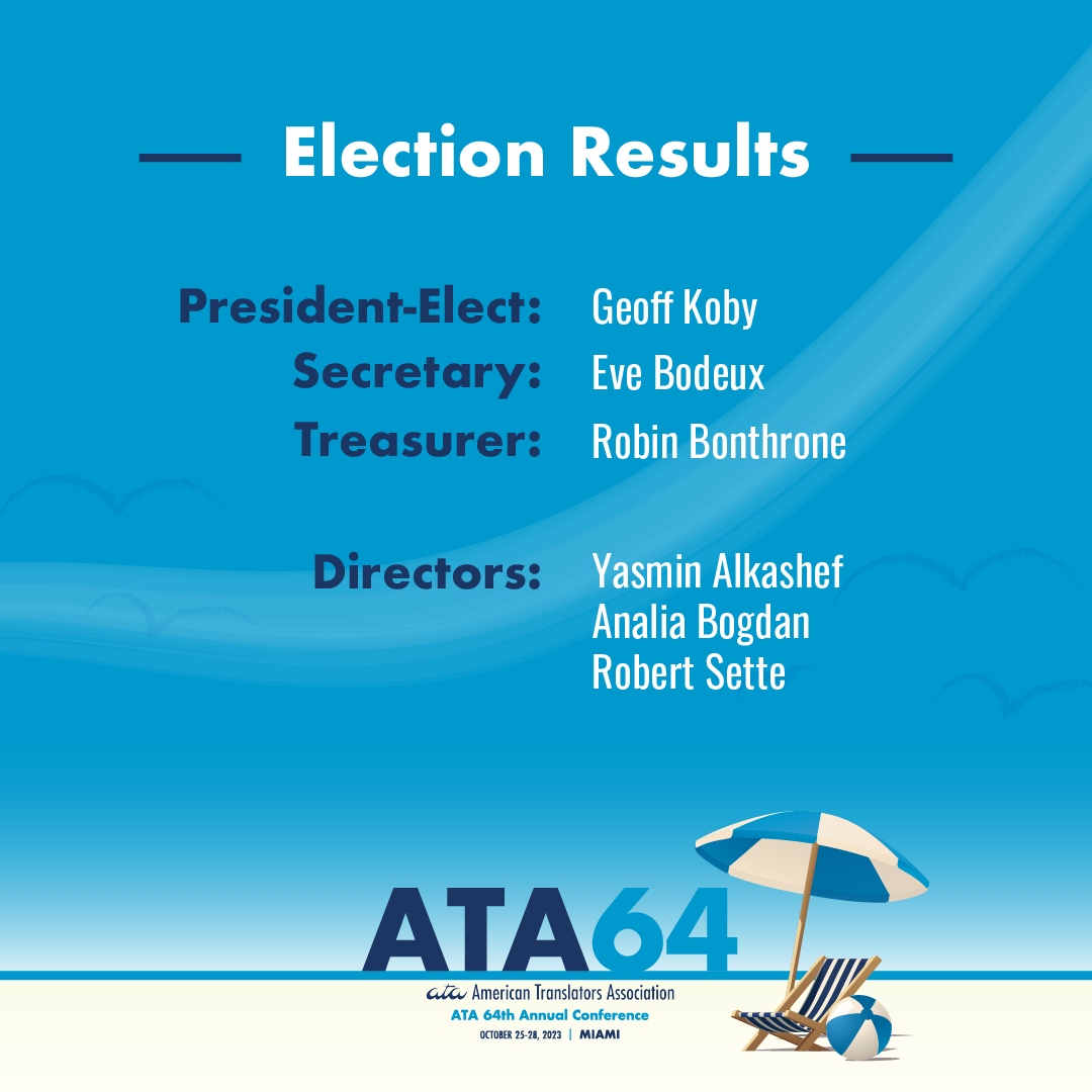 Congratulations to the Newly Elected Officers and Directors! ATA held its regularly scheduled elections on Thursday, Oct. 26, at the Annual Meeting of Voting Members. Thanks to all ATA Voting members who participated in this year’s election! 🎉
.
.
.
#ATA64 #ATA #atanet #xl8 #1nt