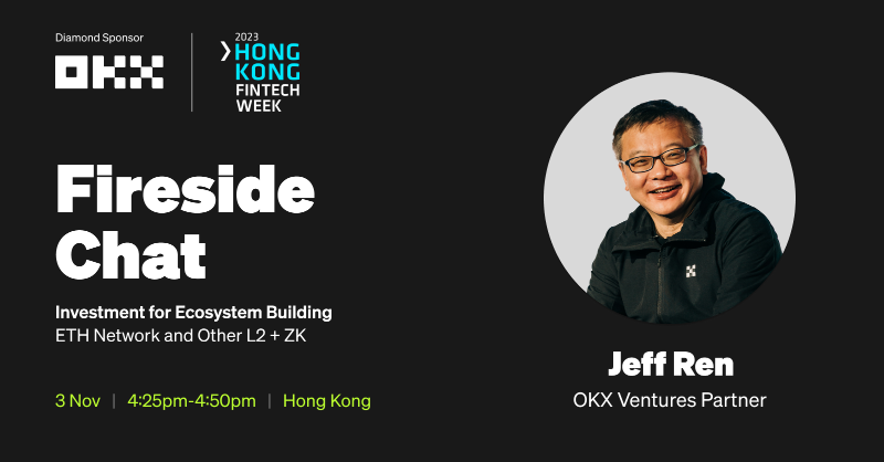 okx's tweet photo. Catch @OKX_Ventures Partner @JeffRenOKX in action at @HongKongFinTech, Asia’s global fintech event.  

📍2-3 November
⚓️ HKCEC, Hong Kong SAR
🗳 FA03

Don't miss out on #HKFTW2023 👇