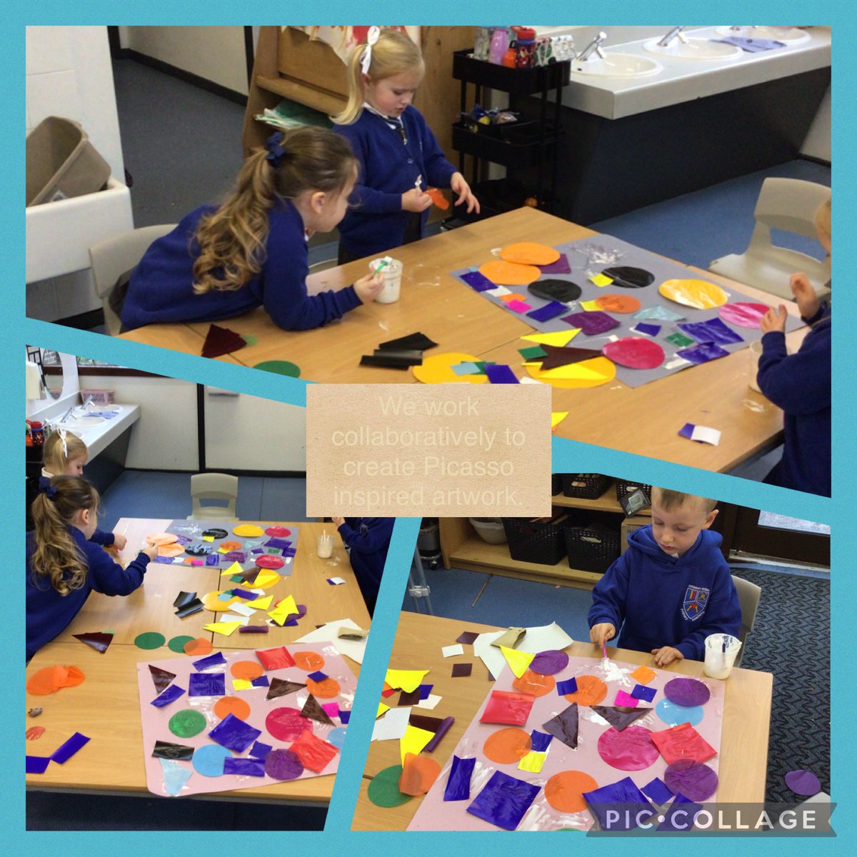 MrsHalsall02's tweet photo. We work collaboratively to create large Picasso style artwork. #WWPAART https://t.co/Z9QZD985Ab