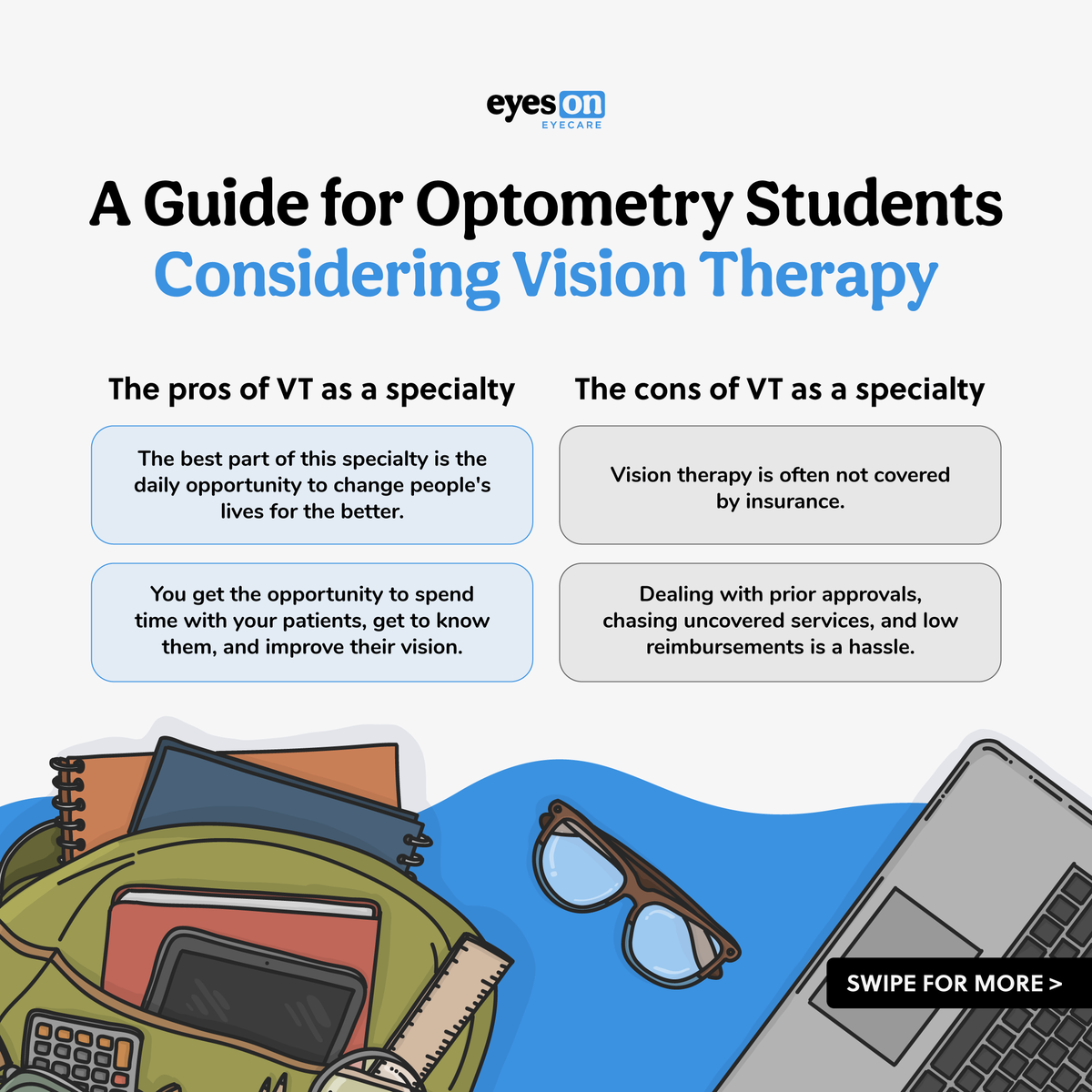 eyeson_optom's tweet image. Dive into the pros/cons of specializing in vision therapy, and get expert tips on job hunting, practice setup, and residencies with Miki Lyn Zilnicki, OD, FCOVD. hubs.ly/Q026Z1pw0
#optometrystudent