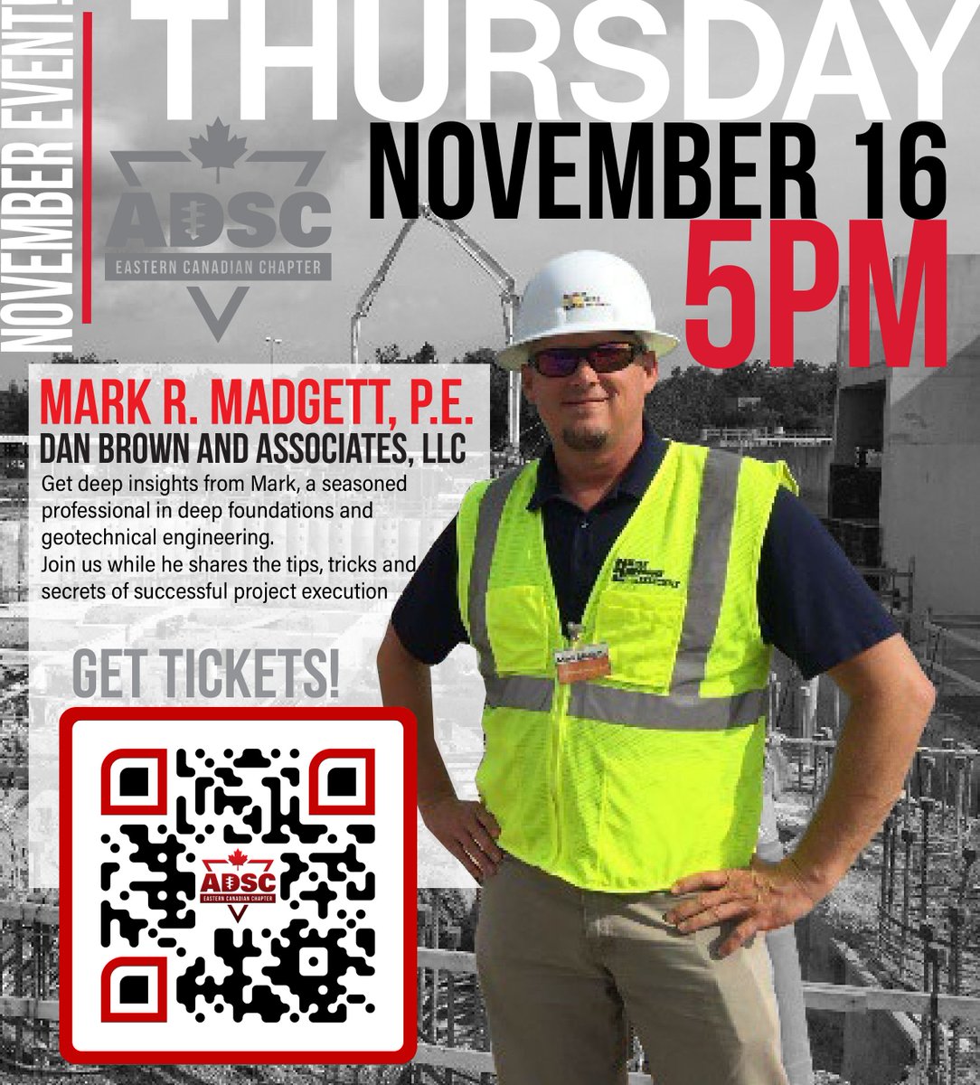 EBSGeo's tweet photo. Get deep insights from Mark Madgett, a seasoned professional in deep foundations and geotechnical engineering. Join us while he shares the tips, tricks and secrets of successful project execution. 
Get your tickets now. https://t.co/EtYjBuJEK5 https://t.co/Ls1cDGH4vL