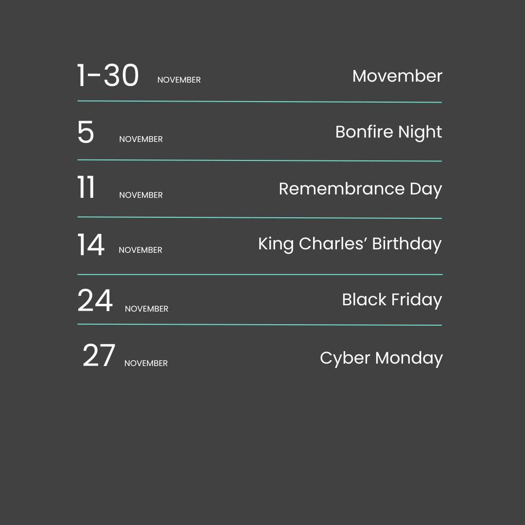 Who's ready for a huge November!? 🛍️  

Dive into our content calendar as we gear up for major marketing moments, including the enormous Black Friday &amp; Cyber Monday sale period 🗓️

Stay ahead with us. 💪

#ClimbOnline #NovemberContentIdeas #BlackFriday #CyberMonday