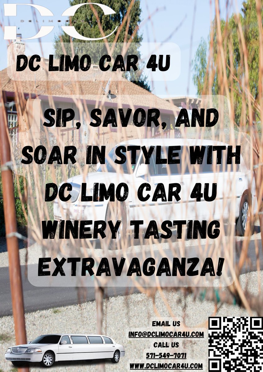 Sip, Savor, and Soar in Style with DC Limo Car 4U: Winery Tasting Extravaganza!
Our DC Limo Car 4U service ensures a smooth and stylish journey, while you relish the finest wines at local wineries. 🍷✨ #DCWineryTour #LimoTastingExperience #WineCountryEscape #dclimocar4u