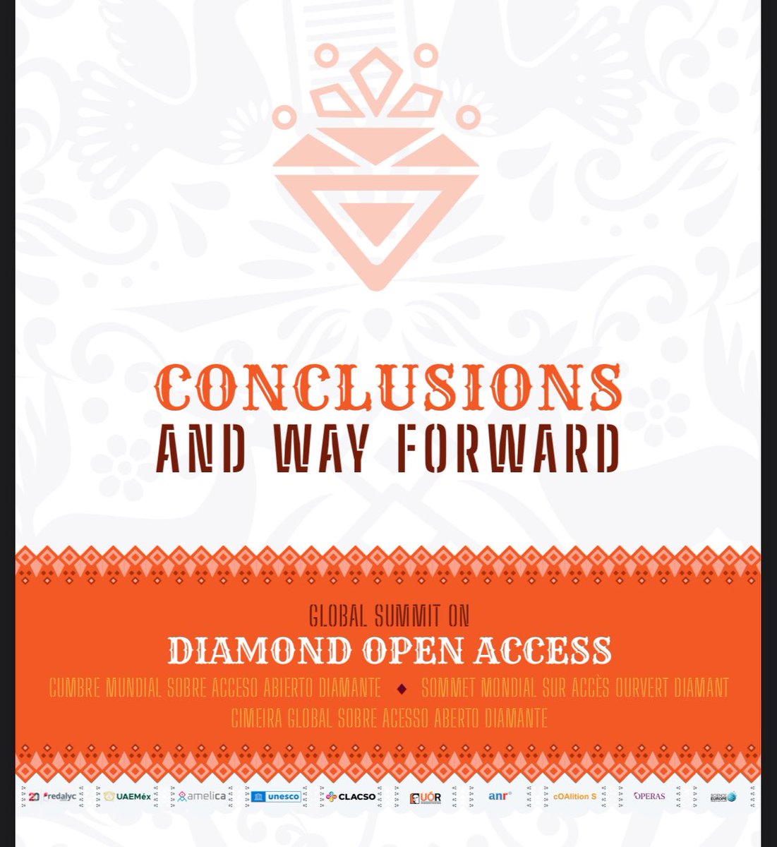 Hot off the press! The #GlobalOASummit Conclusions and Way Forward reinforce the commitment of the organising partners to take forward the global #DiamondOA community. Read it here: globaldiamantoa.org/wp-content/upl… #Act4DiamondOA #OpenScience