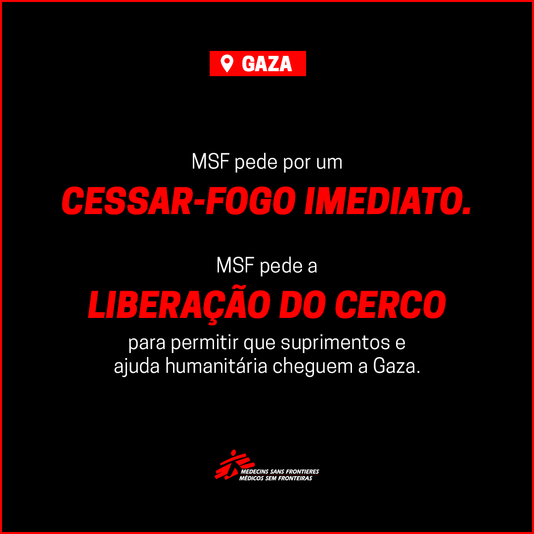 MSF_brasil's tweet photo. As pessoas feridas e doentes têm de poder receber cuidados médicos. As instalações médicas e os profissionais de saúde não podem ser alvo.

O fluxo de ajuda humanitária que foi permitido entrar em Gaza até agora é largamente insuficiente em relação às enormes necessidades. https://t.co/Uy88wQV6k3