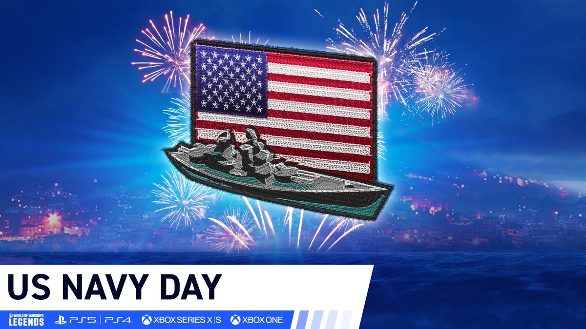 WoWs_Legends's tweet photo. Patch to celebrate #USNavyDay: it's been 248 years already! Collect it with the code PD70TEYIU9 at https://t.co/Uf7PXvscAV and take some USN ships for a spin today! https://t.co/a4FeneJ2HH