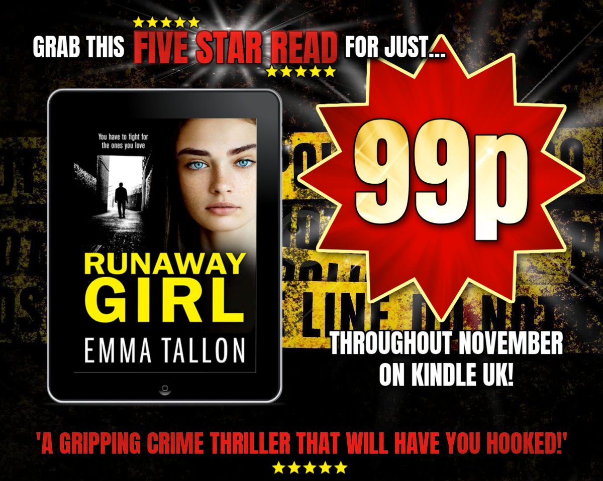 🔥𝐇𝐎𝐓 𝐃𝐄𝐀𝐋 𝐀𝐋𝐄𝐑𝐓🔥
Runaway Girl, the 1st of a 7 book gritty crime series, will be just 𝟗𝟗𝐩 through November! 
➡️ tinyurl.com/RunawayGirlKin…
Grab yourself a bargain! & please #RT! 🖤
#bargain #retweet #specialoffer #kindlemonthlydeals #hotdeal #BookTwitter @bookouture