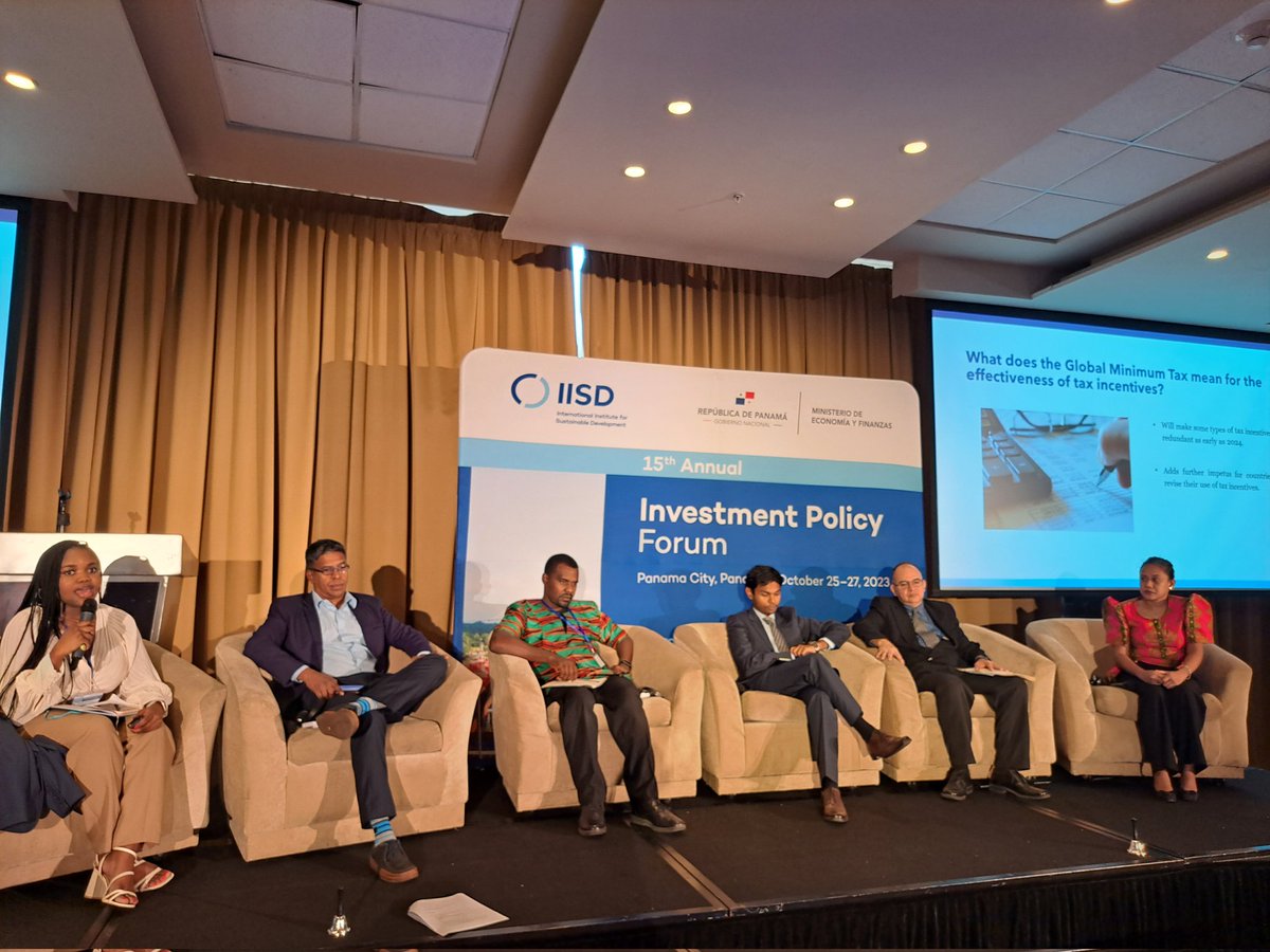 IISD_ELP's tweet photo. @IISD_news is helping developing countries to adapt to the Global Minimum Tax–and identify policy options for attracting #investment for #susdev, @KudzaiMataba says in panel on #tax incentives at #2023IPF https://t.co/LuFgVfRv4h