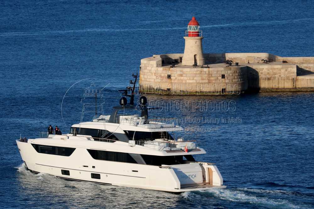 Shipguru's tweet photo. #2021built #SanLorenzo #motoryacht #SABBATICAL #leaving #grandharbourmalta - 09.04.2022 - https://t.co/nfgboxc3g3 - NO PHOTOS can be used or manipulated without our permission @YachtingMag @YachtspotterCom @ybw @yachtingworld https://t.co/n6UyuSCcKD