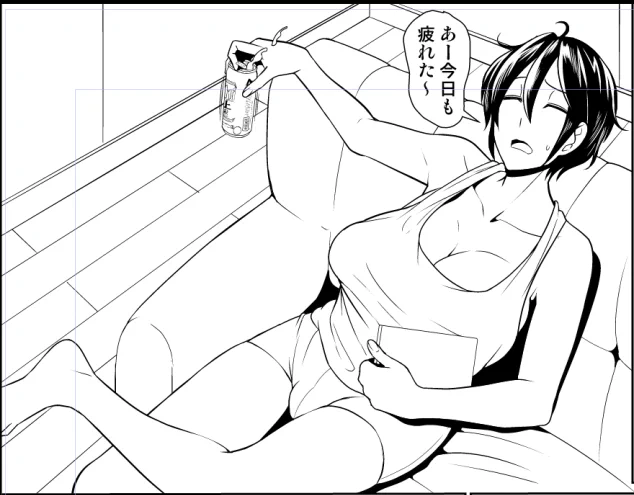 仕事終わりにビールを飲む型落お姉さん 
