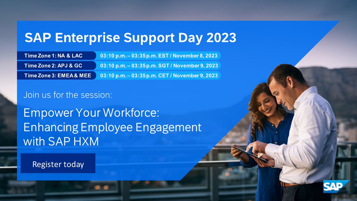 cbotero2001's tweet image. Join our #SAPEnterpriseSupport Day 2023 session on &quot;Empower Your Workforce: Enhancing Employee Engagement with SAP HXM​.&quot; 

Discover the future of workforce engagement. Register now!
imsap.co/6019u9Onx