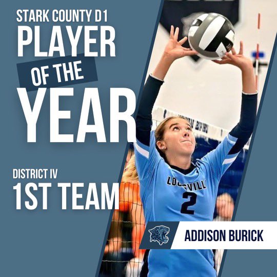 Congratulations AJ Burick!! 
A much deserved honor for an incredibly hard working young lady! 
#2 - senior setter - Addison Burick 
💙