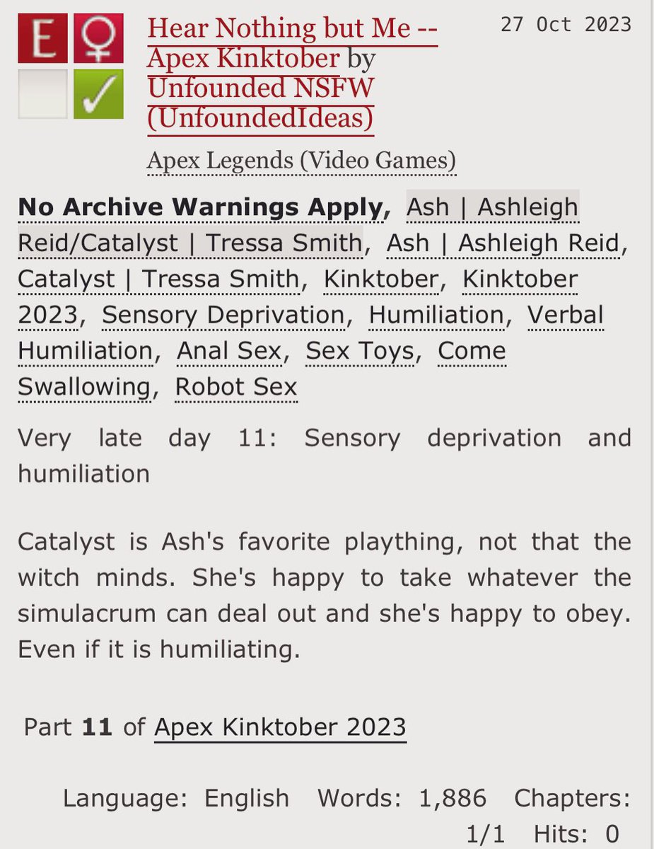 A very late #kintober day 11: humiliation and sensory deprivation with Ash and Catalyst!

archiveofourown.org/works/51152413