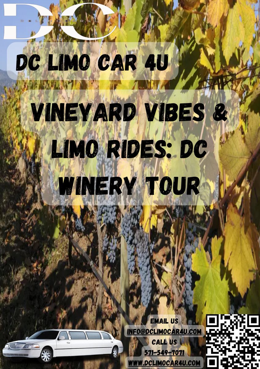 Vineyard Vibes &amp; Limo Rides: DC Winery Tour
Embrace the serenity of the vineyards with DC Limo Car 4U.  Sample a wide array of wines while you travel in style and elegance. 🍾🌿#DCWineCountryTour #LimoElegance #WineWanderlust #dclimocar4u