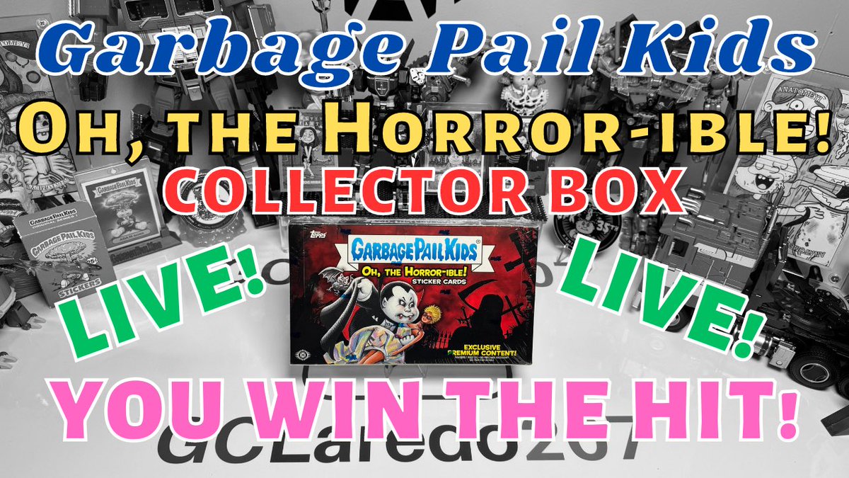 FREE HIT!
2023 Halloween Stream!
Saturday October, 28th 2023 @ 7PM EST
Oh, The Horror-ible! Collector Box.
YOU win the hit - LIVE!
Winner will be picked at the e of the stream.
Must be present during the stream to win.
Wheel of names will be used.
GCLaredo207 on YouTube.