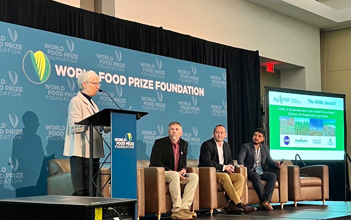 AgMIPnews's tweet photo. #AgMIP hosted a Breakout Session at the #BorlaugDialogue on the launch of AVAIL – a collaboration among farmers and scientists on the development of a "digital twin" to support farmers in testing new management practices virtually 
@iowa_corn @IowaStateU @SArchontoulis https://t.co/2o3CB0WkDU