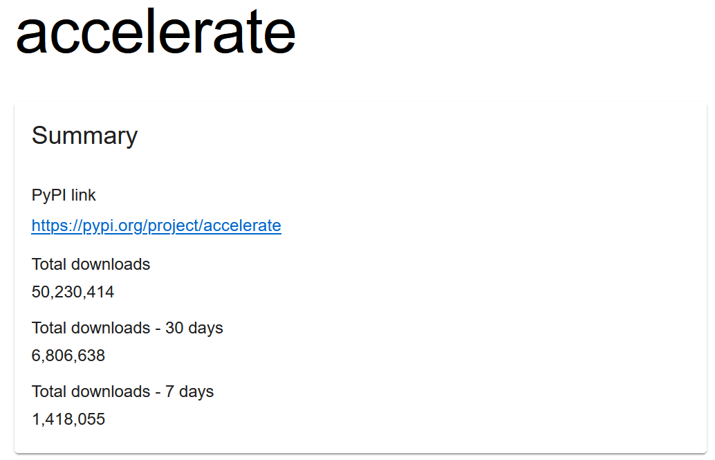 Today is a new achievement for @huggingface Accelerate, we've passed 50 million downloads on pypi! In honor of this I wanted to highlight some history about the framework, where we've gone to, and how the community is relying on it more and more: 1/6