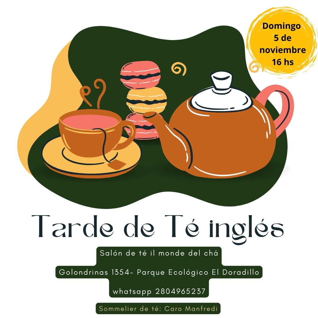 Luego de mi reciente viaje,te invito a tomar el té ☕para conocer acerca de la llegada del té a Londres.Tendremos servicio con 3 tipos de té🫖 y 🍰🍩🧁🥪. 🗓️domingo 5 de noviembre ⏳🕓 16 Hs 📍salón de té il monde del chá. Info: 🤳 2804965237 📧hola@ilmondedelcha.com.ar