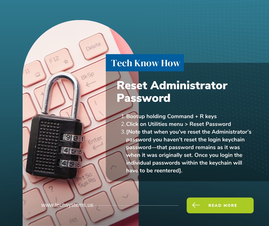 TechsystemsUSA's tweet image. What to know this week? How to reset administrator password.
Check out this week&apos;s Tech Know How and visit techsystems.us to learn more.

#techsystemsusa #Competancy #abilities #findoutmore #technology #yourbusiness #informationtechnology #LearnMoreToday