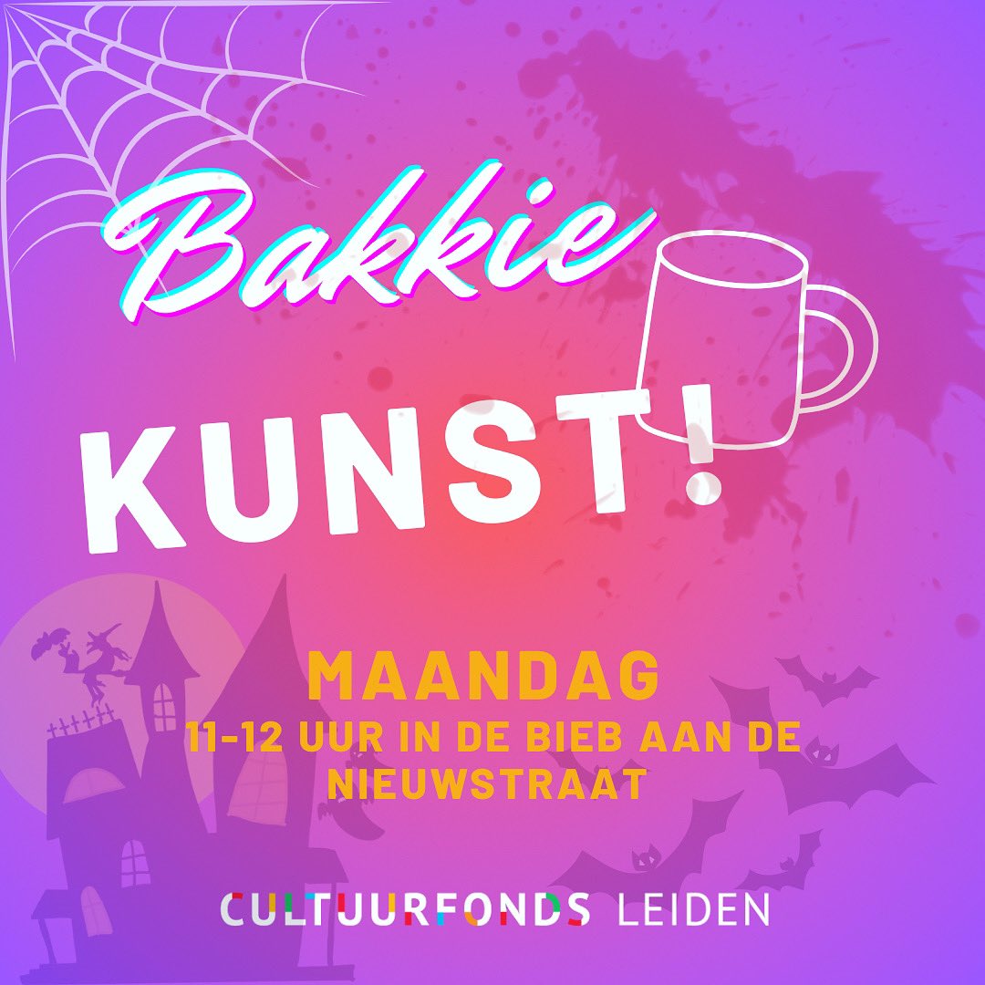 ☕️Komende maandag zitten we weer in de bieb aan de Nieuwstraat voor Bakkie Kunst. Idee pitchen, zoek je een netwerk of wil je een aanvraag doen? Kom dan langs tussen 11-12 uur!📚