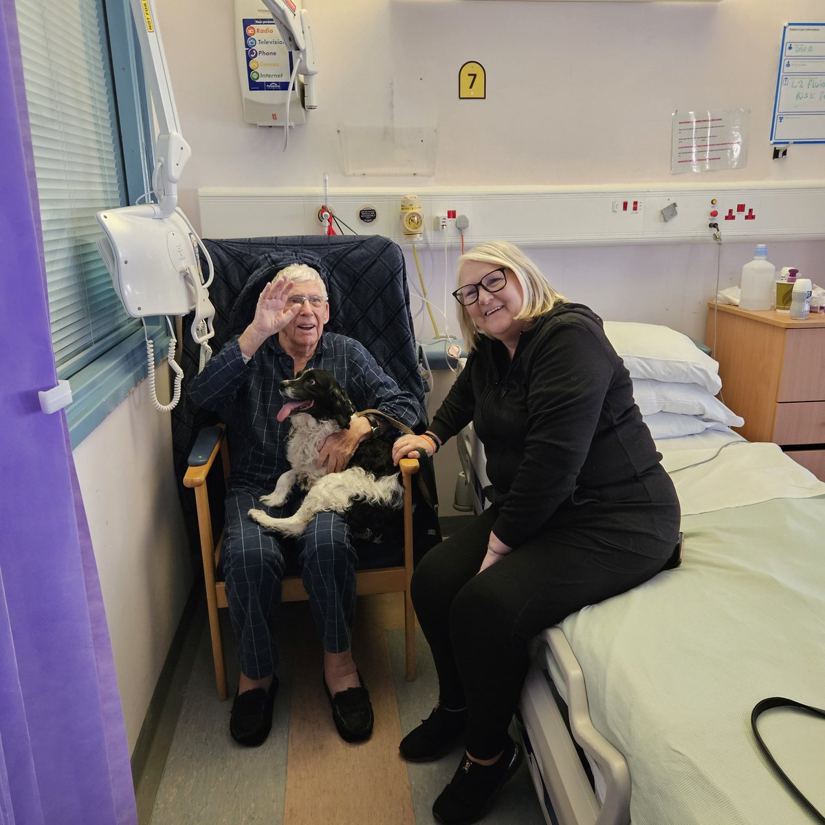 Pet therapy is the best but even better when it's your own.💕💕 Brought a smile to all our faces. 
 (Permission given to post)