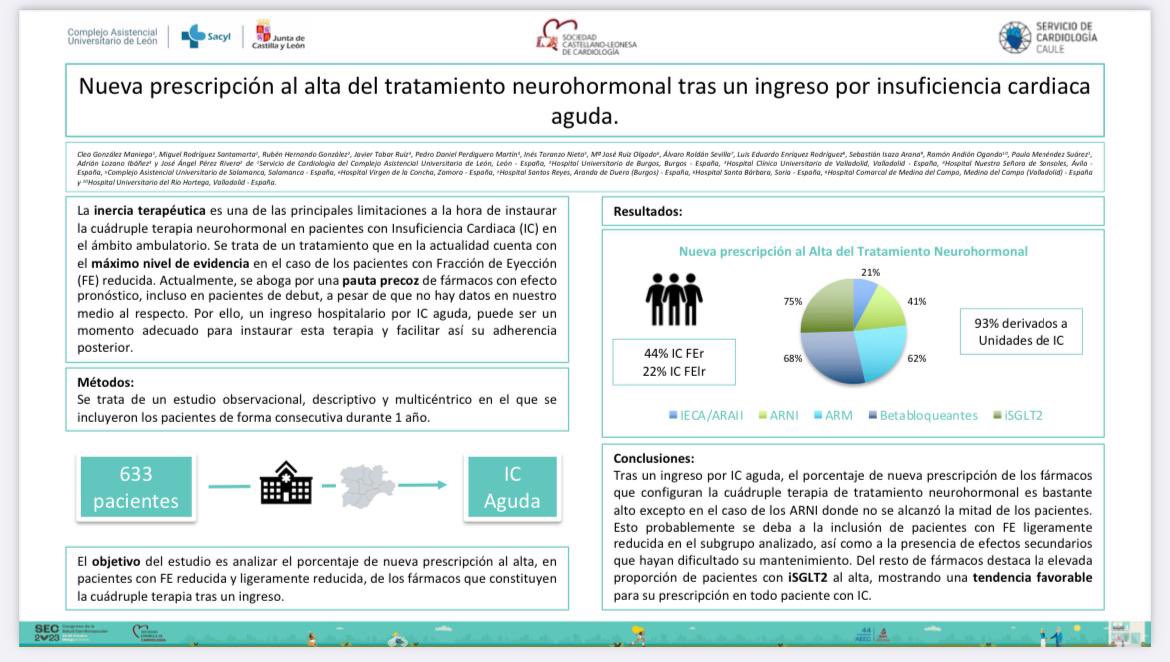CardioLEÓN (@leoncardio) on Twitter photo Nuestra R5 <a href="/cleaglez21/">Clea</a> ha presentado 4 póster sobre pacientes con insuficiencia cardiaca. 
- 💊Tratamiento NH al alta tras ingreso por IC: IECA/ARAII 21%, ARNI 41%, ARM 62%, BB 68%, iSGLT2 75%. Nuestra R5 <a href="/cleaglez21/">Clea</a> ha presentado 4 póster sobre pacientes con insuficiencia cardiaca. 
- 💊Tratamiento NH al alta tras ingreso por IC: IECA/ARAII 21%, ARNI 41%, ARM 62%, BB 68%, iSGLT2 75%.
