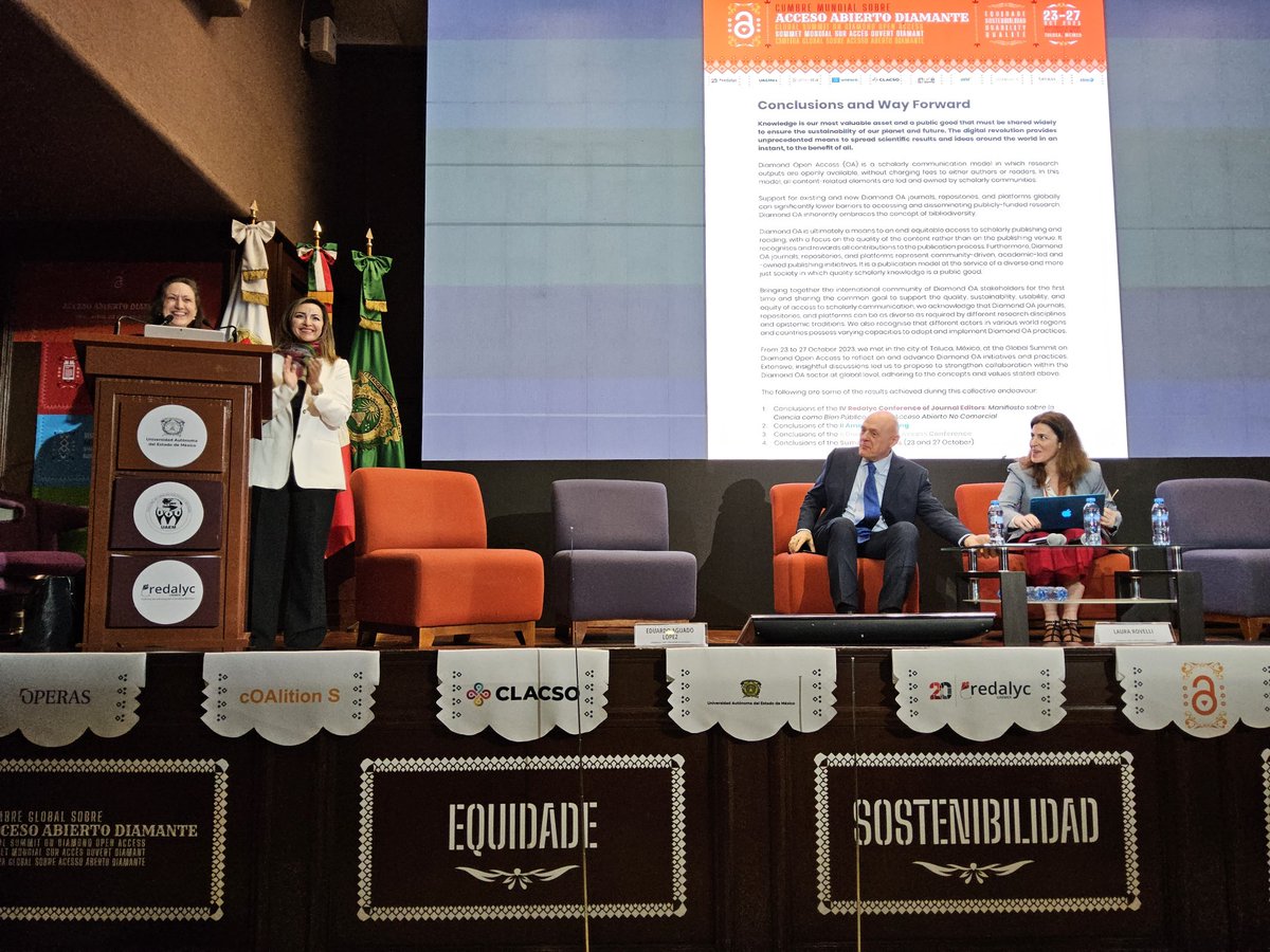 Redalyc's tweet photo. En este momento
Presentación del documento: “Global Summit on #DiamondOpenAccess: Conclusions and Way Forward”
Arianna Becerril Garcia @ariannabec @Redalyc
Lidia Borrell-Damián, @LidiaBorrellDam @ScienceEurope
Modera: @laurarovelli @_CLACSO #FOLEC
#OAWeek23 #CumbreAADiamante https://t.co/a4VXCqgWD6