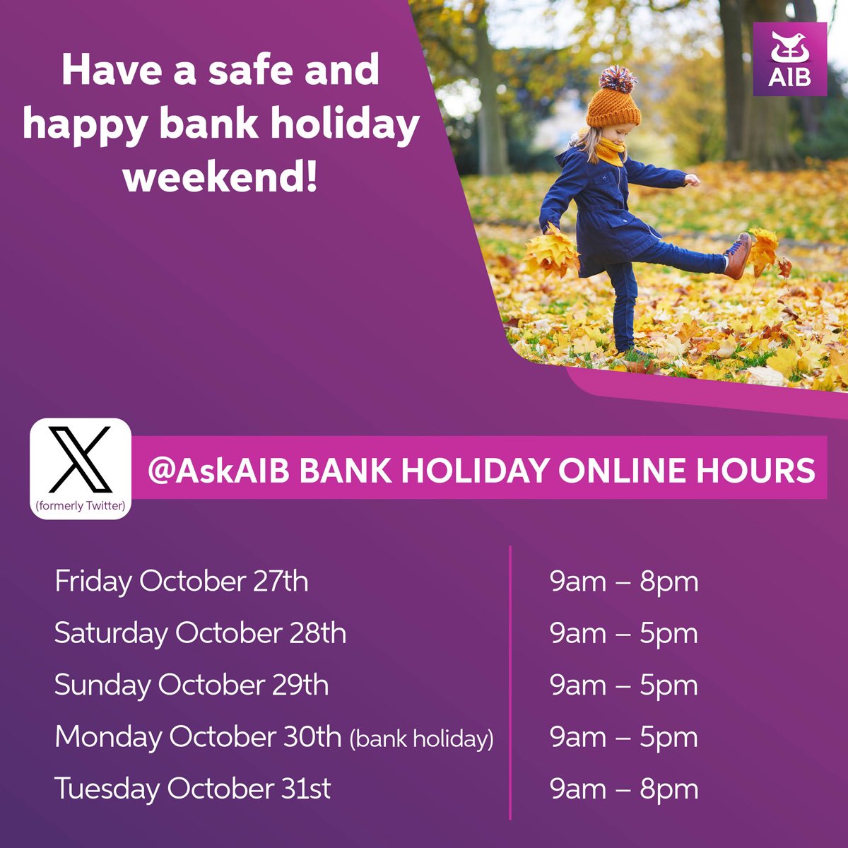 Wishing all our customers a wonderful Halloween weekend 🎃👻 If you need to contact us over the bank holiday weekend, we’ll be available at the following times 💬