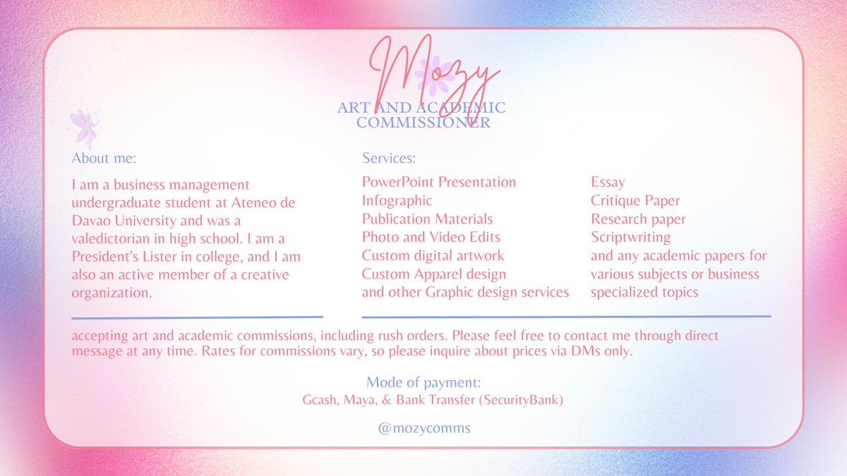 Zee | OPEN Graphics, Photo, and Acads Commissioner tweet media