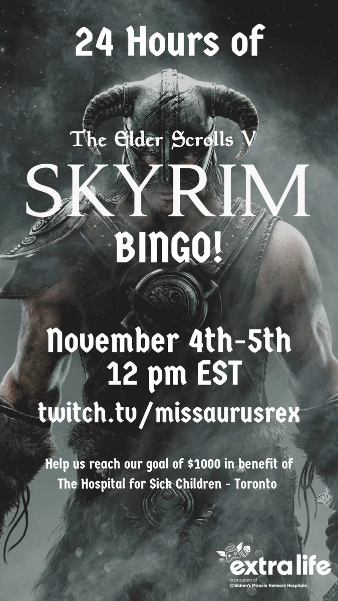 📢Hi friends 🥰 it's that time of year again!

Join my friends &amp; I as we do our yearly 24 hour extra-life stream🥳

Next Saturday November 4th!!

🔗:twitch.tv/missaurusrex