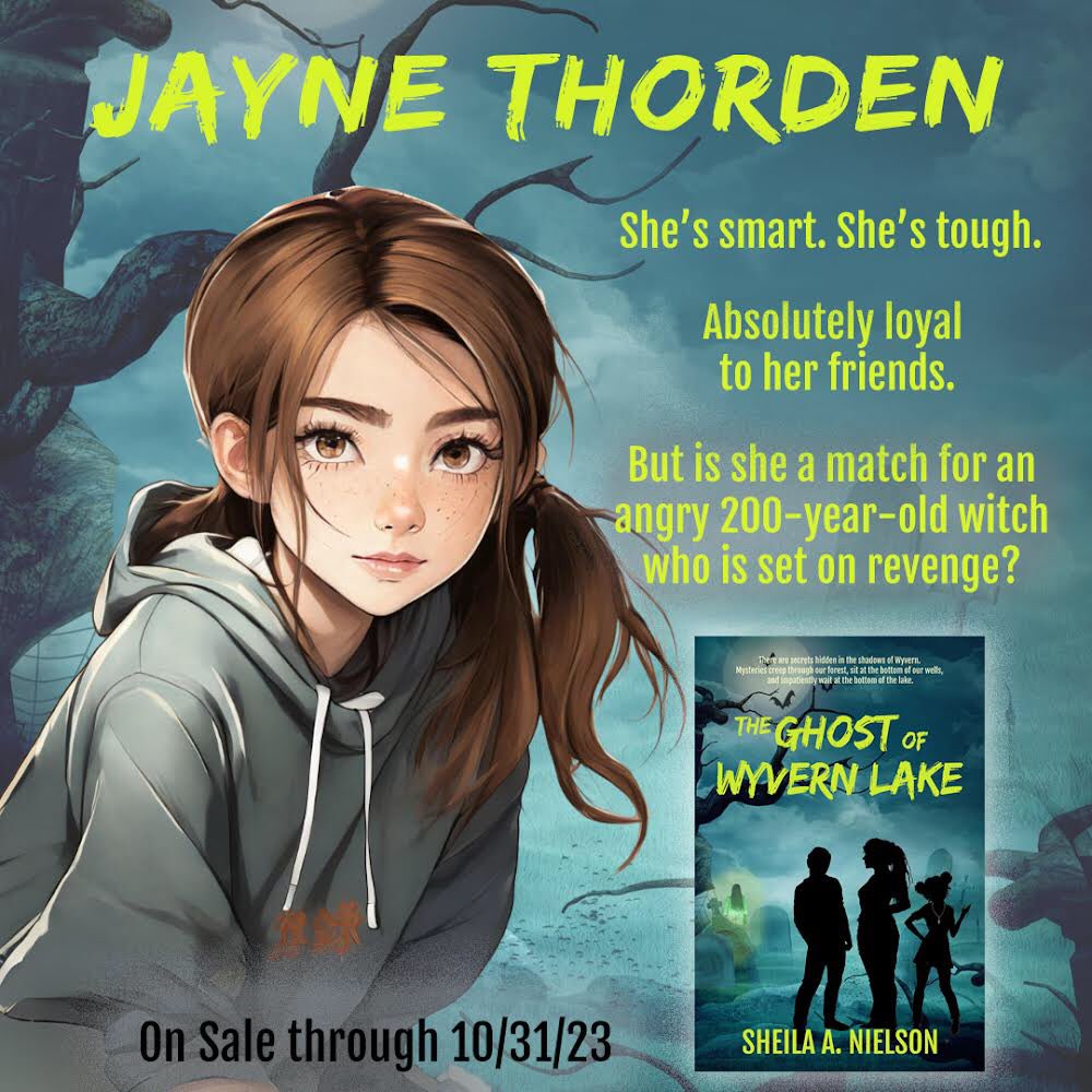 THE GHOST OF WYVERN LAKE by Sheila A. Nielson is a middle grade supernatural ghost story. On sale at Amazon.com through October 31, 2023. And there’s a contest to win an Amazon gift card just by sharing the news! Go here for info: bit.ly/3MdTWlo