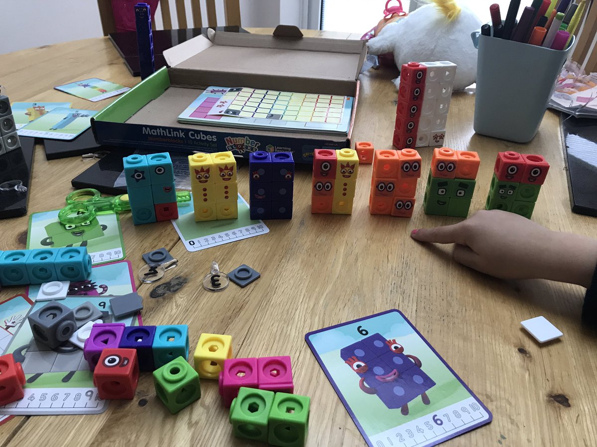 miss_spenceley's tweet photo. Having fun making 6 with my nephew! Left him wondering how many he has if he puts them all together! @numberblocks @ThinkingMaths https://t.co/AQkAVf5vVN