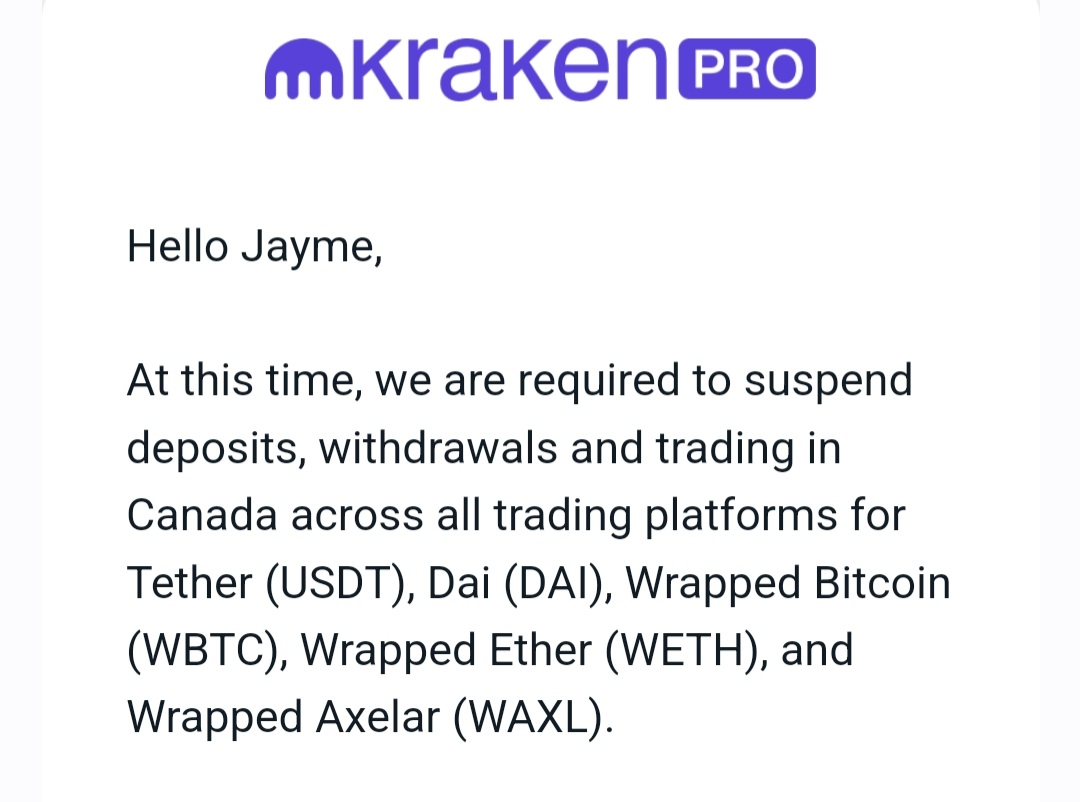 JaymeKnyx's tweet photo. BREAKING! 🚨🚨🚨
Tether has been suspended on Kraken exchanges in Canada! Is #TetherGate real just like #EthGate #FTXgate 🚩
@krakenfx @tether #USDT #cdnpoli #XRPArmy #XRP @elonmusk @jaredkushner @bgarlinghouse #XRPHolders #cryptocurrency #XLM #Ethereum #btc #ADA @SECGov @DigPerspectives @CryptoLawUS @Ripple #Crypto @CSE_News