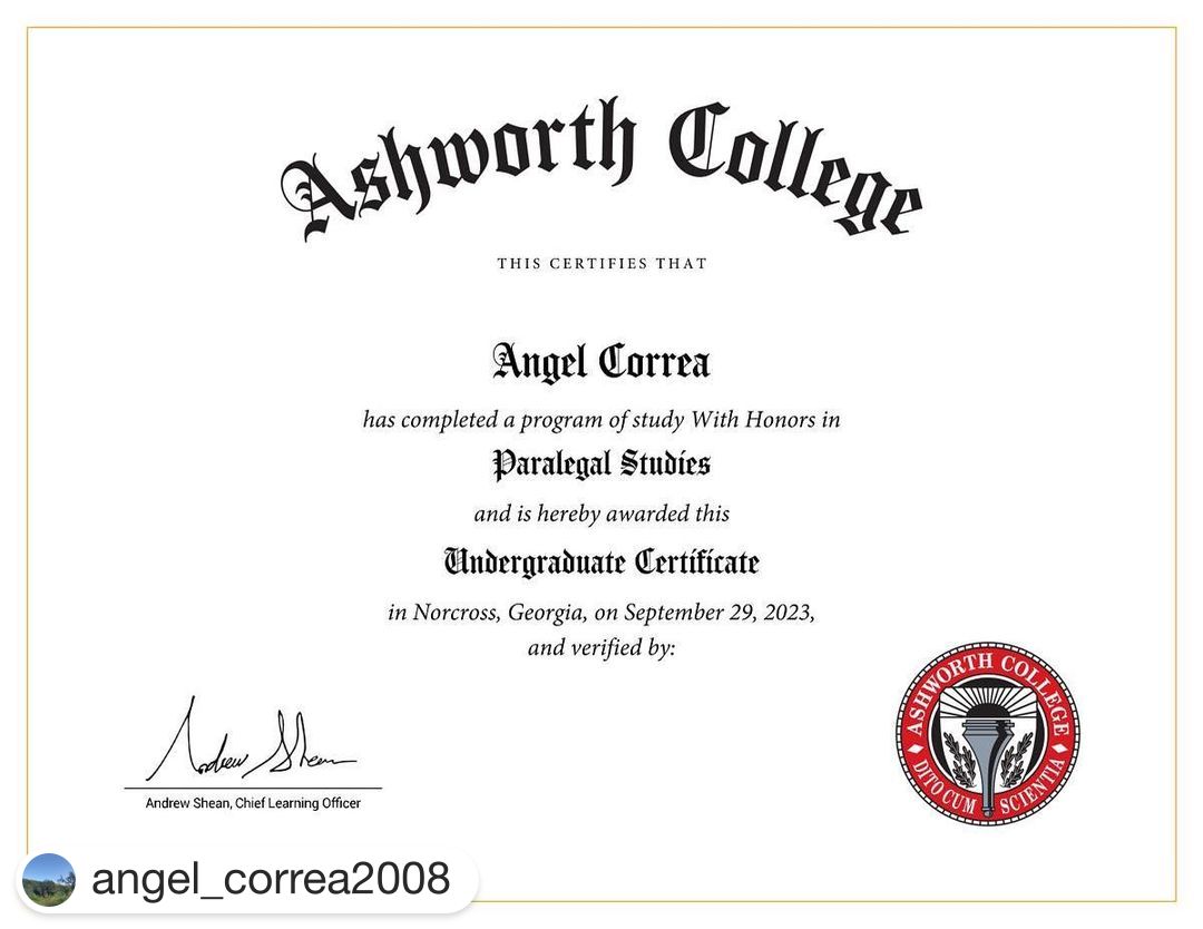 AshworthCollege's tweet photo. Congratulations @angel_correa2008! We are so proud of you and cannot wait to see all you achieve. π #AshworthCollege #AWGrad
γ»γ»γ»
I have finally finished my program to become a Paralegal at 15 years old, I am so happy!! @ashworthcollege
09/29/23 https://t.co/AYih7a4VN9