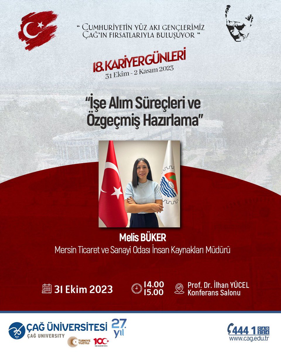 cagkariyer_'s tweet photo. 18. Kariyer Günleri 31 Ekim 2023 Program Akışı https://t.co/es9VjHbaA8