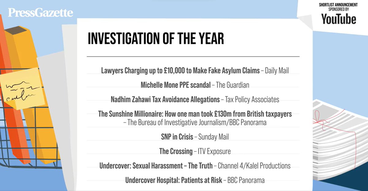Congratulations to investigative documentary maker @EllieFlynn whose documentary Undercover: Sexual Harassment - The Truth has been shortlisted for Investigation Of The Year at the @PressGazette #BritishJournalismAwards