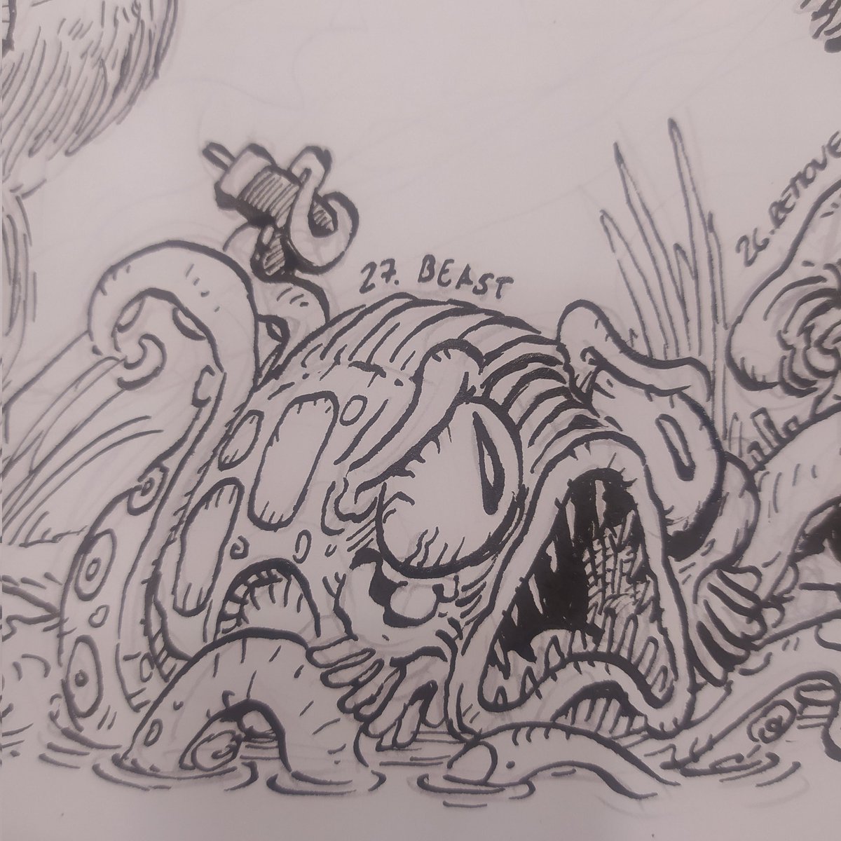 Clone_Artist's tweet photo. #inktober2023 doodle: 27. Beast https://t.co/Imyap7afSI