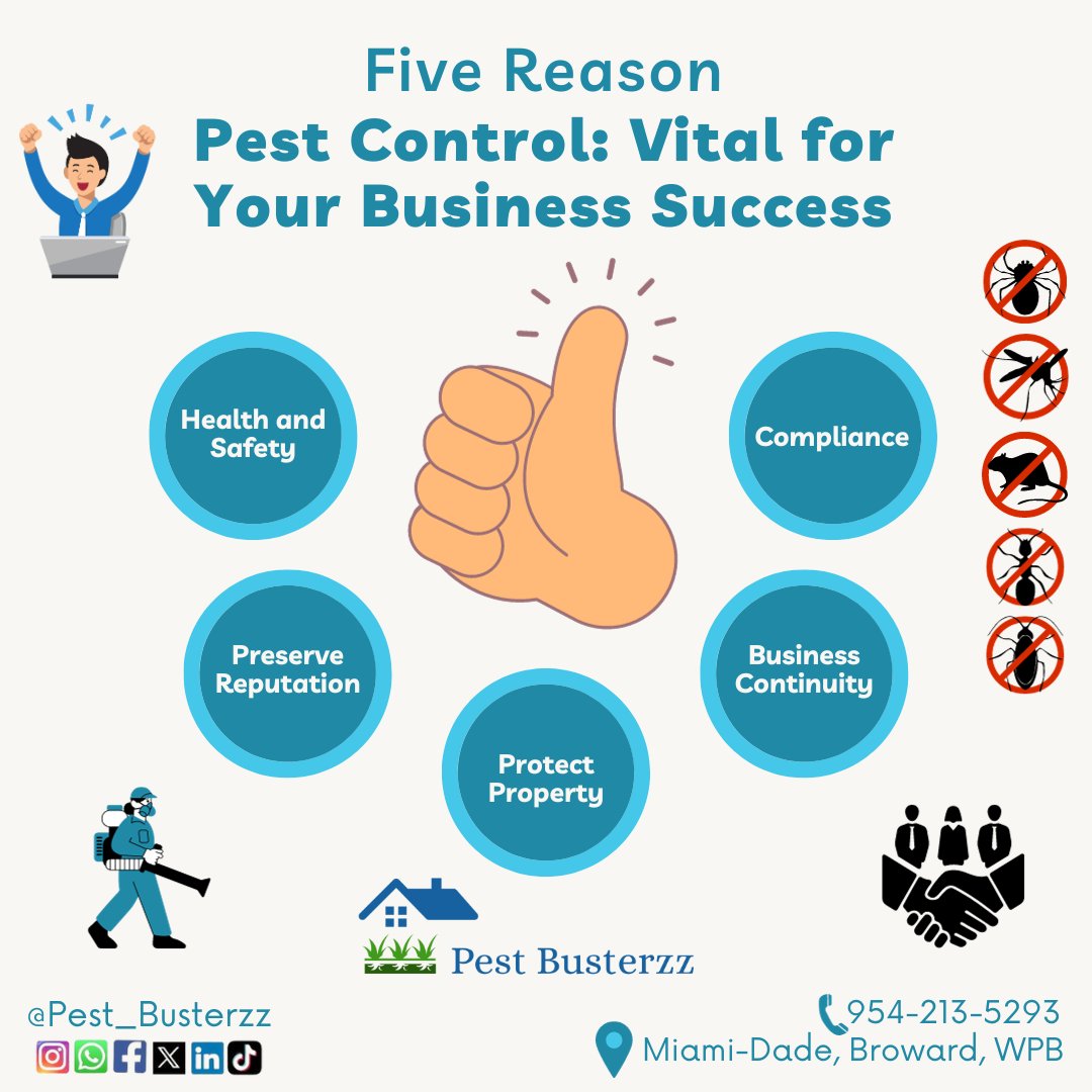 pest_busterzz's tweet image. Business Owners, take note! Pest Busterzz is your one-stop-shop for comprehensive pest control. Protect your reputation, employees, and property. Schedule a professional inspection today. Your success is our priority! 🏢🔍 #PestBusterzz #BusinessPestControl #OneStopSolution