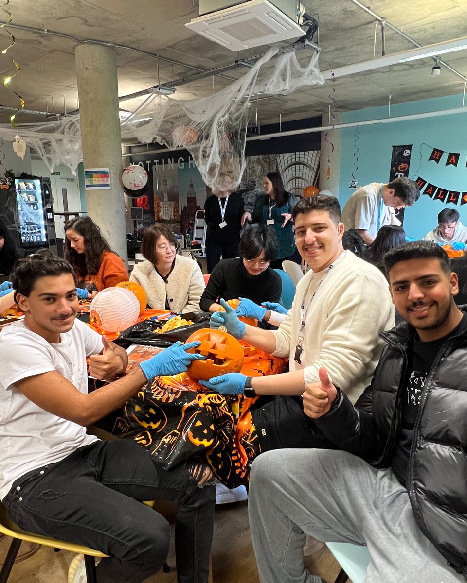UniNottinghamIC's tweet photo. Our students had great fun today carving scary pumpkins 🎃
More events are coming up for Halloween next week 👻
Swipe left to see our winner's pumpkin 🎃 😱 👀
#Kaplanlife #YourPathYourWay #WeareUoN
#studyabroad #travel #study #education #internationalstudents https://t.co/6LEPgMKBfe