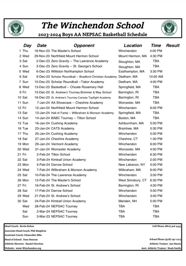 Excited to announce NEPSAC AA 2023-2024 Schedule! #WinchFamily