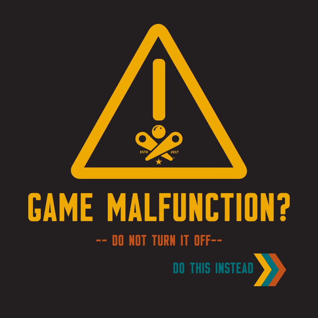 littpinballbar's tweet photo. Quick refresher - what do you do if a game malfunctions? To start - DO NOT JUST TURN IT OFF AND WALK AWAY.
Do this instead...
#pinball #littpinballbar #litt #littpinball #psa #whattodo #pintech https://t.co/ehTpkbDtz2