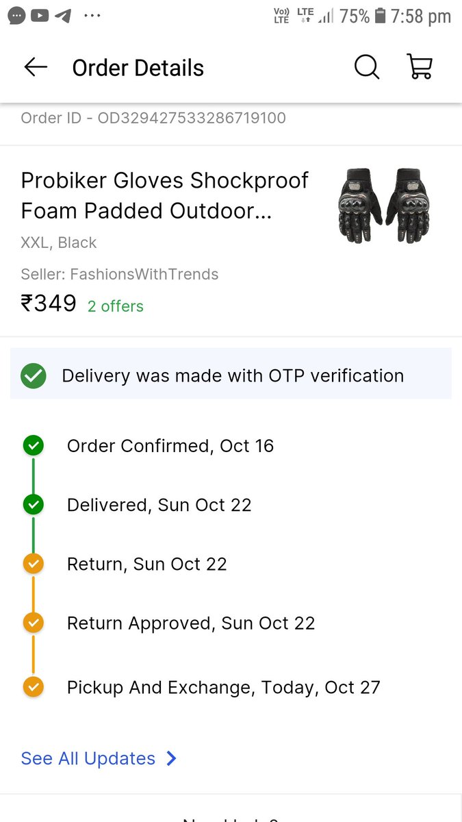 Divyanshu_DM_'s tweet photo. Flipkart is not making any improvement in its work and I think it does not want to.  Last time also I had lodged a complaint but it did not make any difference, this time again I ordered for XXL size gloves but the delivery was of L size
@flipkartsupport @Flipkart @consumerforum_ https://t.co/Qkqs5vf3jr
