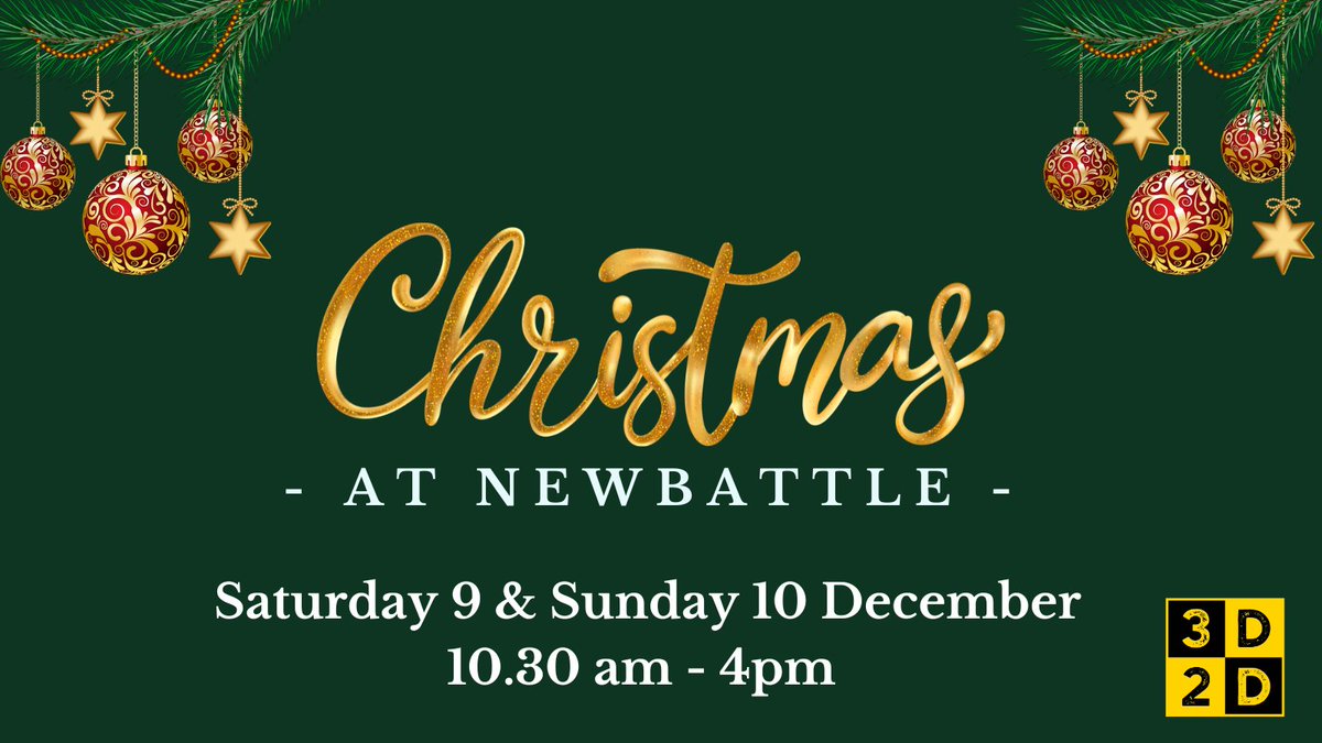 NewbattleTweets's tweet image. 📣We are excited to announce that Christmas at Newbattle is returning in December!

🎁In partnership with @3d2devents, we are working closely with a wonderful range of crafterworkers, designers and makers.

✨Tickets can be purchased at the door or online shorturl.at/dDFJM